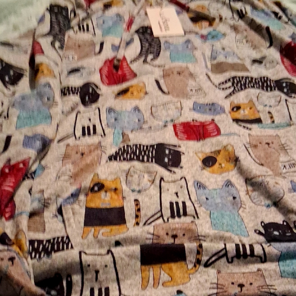 Women's Cat Print Hoodie - Multicolor